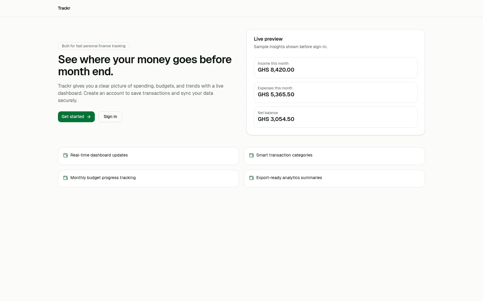 trackr screenshot